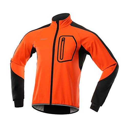BERGRISAR BG011 - Chaqueta de ciclismo para hombre (forro polar, resistente al agua) -  Naranja -  Small