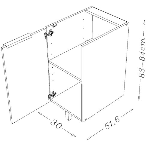 Berlenus CP3BA - Mueble bajo de Cocina con 1 Puerta (30 cm), Color Berenjena Brillante