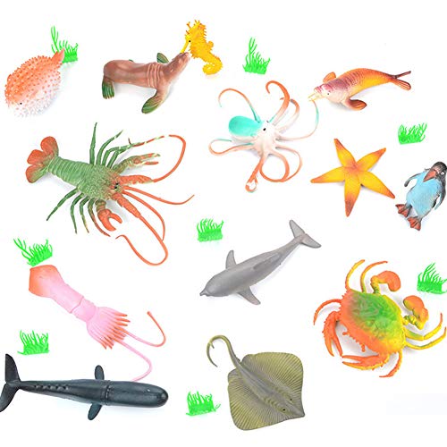 BESTZY 21pcs Grande Animales de Juguete Mini Figuras Marinos Plástico Fauna Submarina Realista para Jugar en el Baño Fiesta Educativa Mar(10cm-20cm)