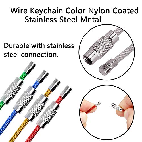 BETOY 40pcs llaveros de Alambre, Multicolor alambre de acero inoxidable llavero,Cable Llavero Porta Materiales de Colgar Etiqueta del Equipaje,Llaves Identificadores de Etiquetas de Identificación