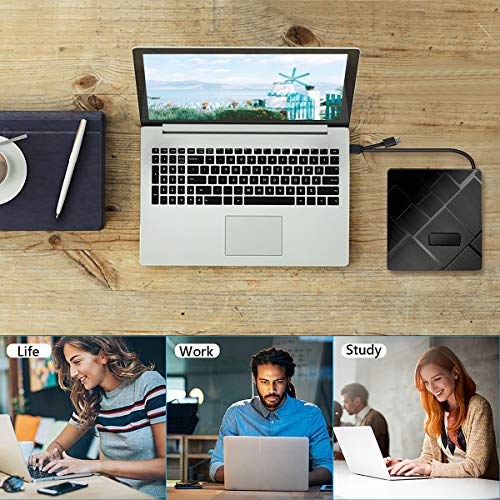 BEVA Grabadora CD/DVD Externa, USB 3.0 & Tipo c Unidades CD DVD Externa, Lector DVD Compatible con Tarjetas SD/TF, Lector CD Externa Portátil para Windows 7/8/10/XP/Vista, Linux, Mac OS