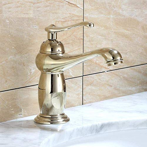 BFDMY Grifo Mezclador de Cobre, Lavabo Retro, Lavabo de baño de latón Europeo, Grifo de Cascada, Grifo Mezclador, Fregadero de Cocina de una Sola Palanca