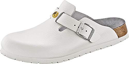 Birkenstock Boston Zuecos ESD - 061378 - cuero blanco - plantilla estrecha (EU 37)