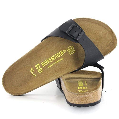 Birkenstock MADRID Birko-Flor Zuecos Mujer, Negro (Schwarz), 38 EU (Estrecho)