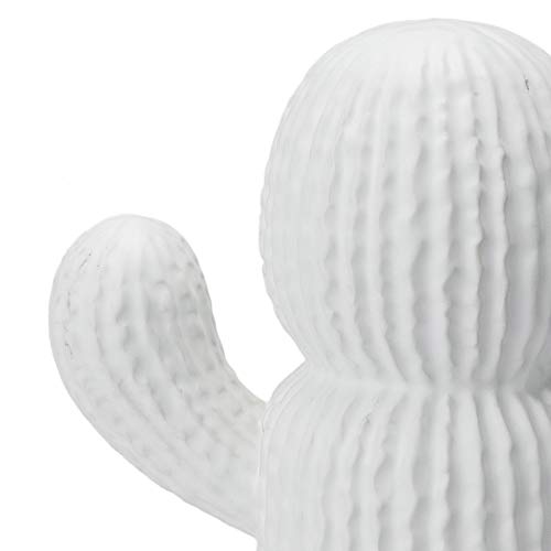 Black Velvet Studio Figura Mrs Kaktus, cerámica, Color Blanco Mate, S, Cactus Decorativo, 30x20x10 cm.