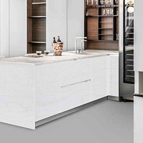 Blanco Papel Adhesivo Madera para Muebles 60x500cm, Espesar Duradero Vinilo Película Prueba de Aceite Impermeable Papel Pared para la Cocina Encimera Oficina