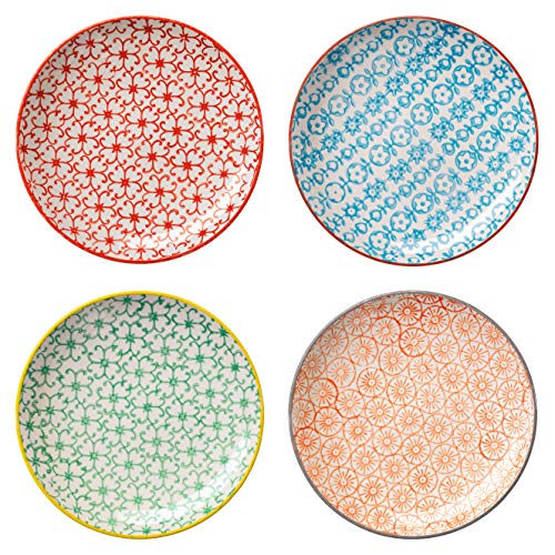 Bloomingville Juego de 4 platos de loza, en diferentes colores Carla