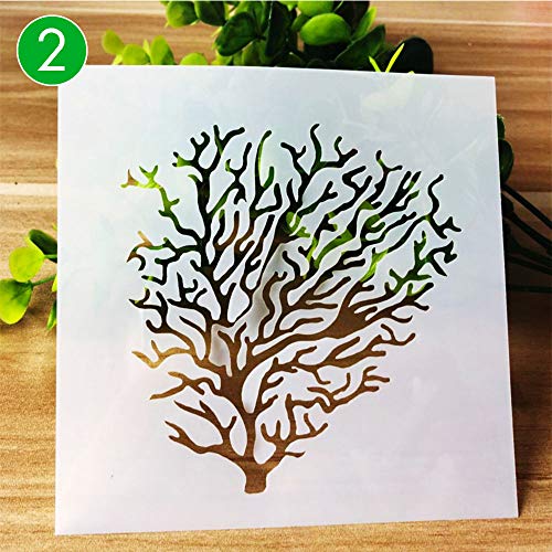 BLUGUL Plantillas de Dibujo, para Scrapbooking, Manualidades, DIY, Album de Fotos, Cuaderno, Diario, Luna Flor Planta Pájaro, Naturaleza A 9pcs