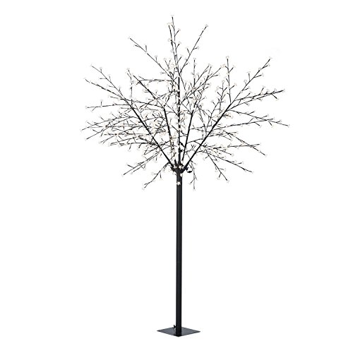 Blumfeldt Hanami WW 250 - decoración navideña, árbol de luces, iluminación exterior, 600 LED, blanco cálido, bajo consumo de energía, 2,5 m, ramas flexibles, cable de 10 m, negro