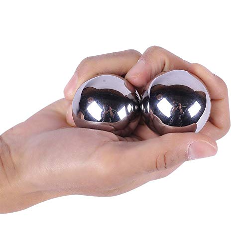 Bola de acero macizo, pelota de ejercicios, balonmano, pelota de salud, pelota de mano, pelota giratoria, pelota de masaje, pelota de acero con cojinete-Par de 45mm
