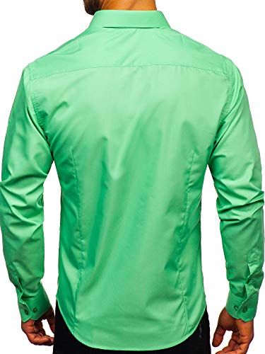 BOLF Hombre Camisa Elegante 1703 Verde Menta M [2B2]