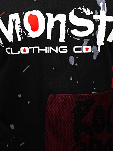 BOLF Hombre Camiseta de Manga Corta Escote Redondo Camiseta de Algodón Estampada Crew Neck Fitness Entrenamiento Estilo Diario J.Style KS1834 Negro L [3C3]