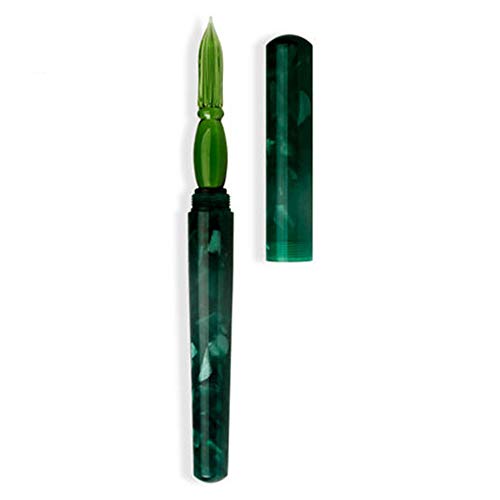 Bolígrafo de cristal retro, bolígrafo de cristal con tapa, bolígrafo de pluma con pluma, bolígrafo de cristal que se puede llevar con usted, bolígrafo de 14 cm