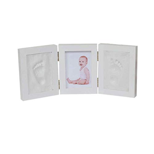 BOLLAER - Marco de fotos para recién nacido con huellas de manos y huellas de bebé, perfecto regalo para baby shower