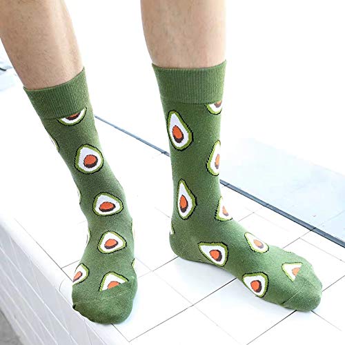 BONANGEL Calcetines Estampados Hombre, Hombres Ocasionales Calcetines Divertidos Impresos de Algodón de Pintura Famosa de Arte Calcetines, Calcetines de Colores de moda (1 Pare-Avocado)