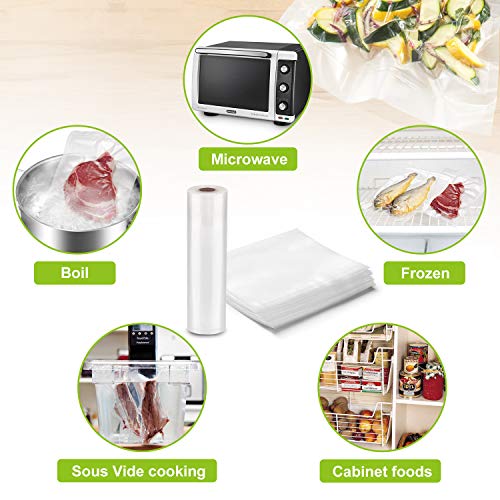 Bonsenkitchen Kit de Bolsas de Vacio Gofradas de Alimentos (100 Bolsas 20x30cm + 28x600cm), Rollos al Vacio para para Conservación de Alimentos y Sous Vide Cocina, Boilable y sin BPA - VB8907