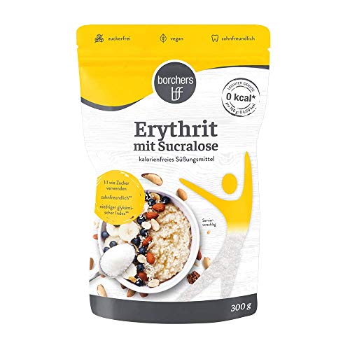 borchers Eritritol con Sucralosa Dulce rociado cristalino, alternativa de azúcar, edulcorante, sin calorías, sin lactosa 300 g