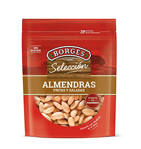 Borges - Almendras comunes en grano, sin piel, fritas y saladas - Bolsa de 200 g