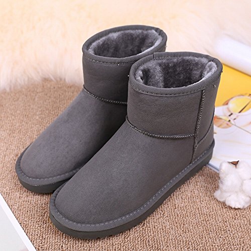 Botas de Nieve para Mujeres Otoño E Invierno Más Botas de Terciopelo Térmicas Antideslizantes para Mujer en Las Botas de Tubo,Gris oscuro,39