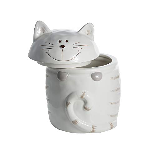 Botes para alimentos cerámica, tarro de ceramica blanco con diseño de gato, de uso general, té, café, azúcar, regalo con gatos, animales temática