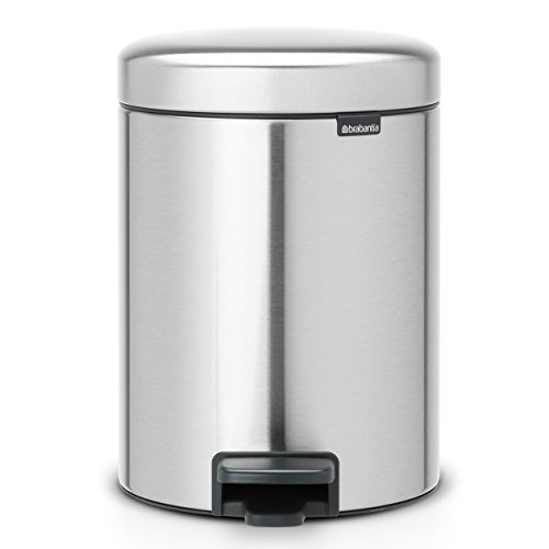 Brabantia Cubo de Basura con Pedal, Inoxidable, Acero Mate Anti-Huellas, 5 l
