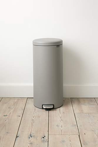 Brabantia Cubo de Basura de Pedal, Mineral Gris hormigón, 30 litros