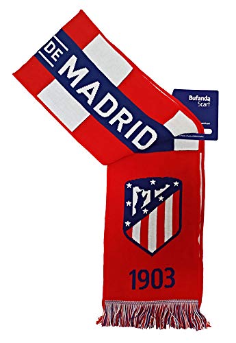 Bufanda Telar Atlético de Madrid Rayas Vertical - Nuevo Escudo - Azul Marino - Rojo - Blanco