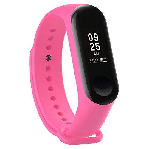 Busirde Correa de Repuesto para Xiaomi MI 3 TPU Pulsera de la Correa de muñeca Inteligente Sustituir Accesorios Rosa roja para Xiaomi Mi Band 3