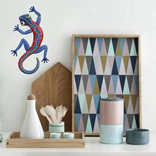 Cabilock 2 Piezas de Metal Gecko Decoración de Pared Al Aire Libre Lagarto Jardín Patio Arte Gecko Estatuilla Animal Colgante Metal Esculturas de Pared Decoraciones Forgarden Interior