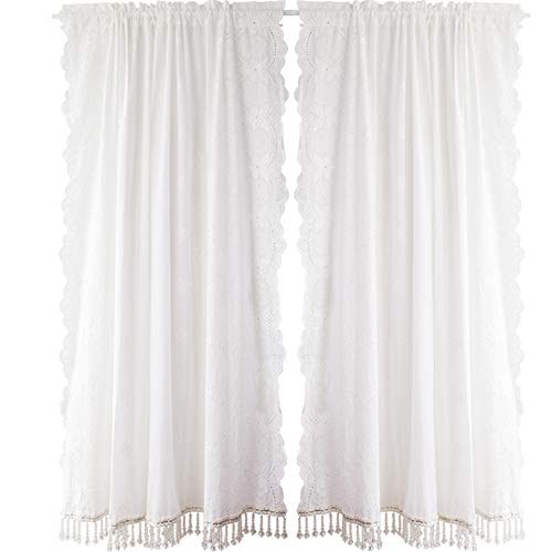 Cafe Curtains Cocina Cortina Cortina Bistro Modernas Blanco Media Cortina Algodón Estampado Encaje Ventana para Decorar La Casa