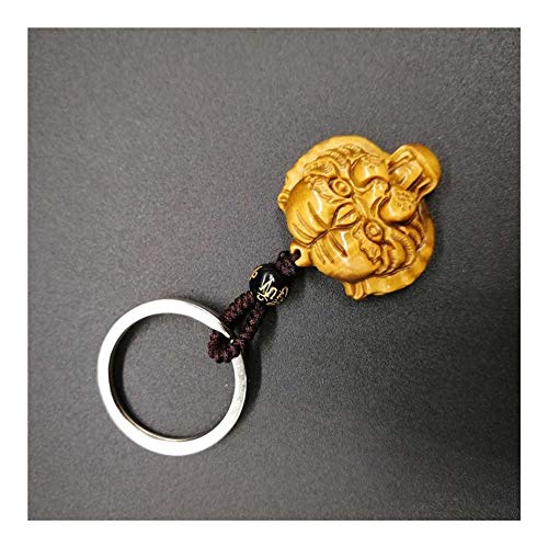CAIM Llavero hecho a mano con piedra natural de ojo de tigre y cabeza de tigre, llavero dorado para mujeres y hombres, colgantes de moda joyería decoración