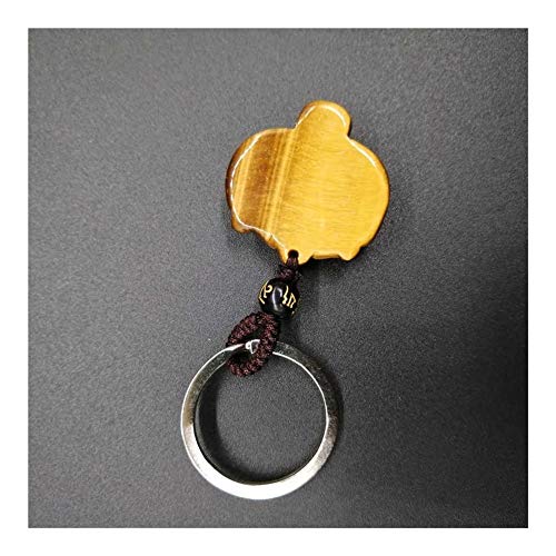 CAIM Llavero hecho a mano con piedra natural de ojo de tigre y cabeza de tigre, llavero dorado para mujeres y hombres, colgantes de moda joyería decoración