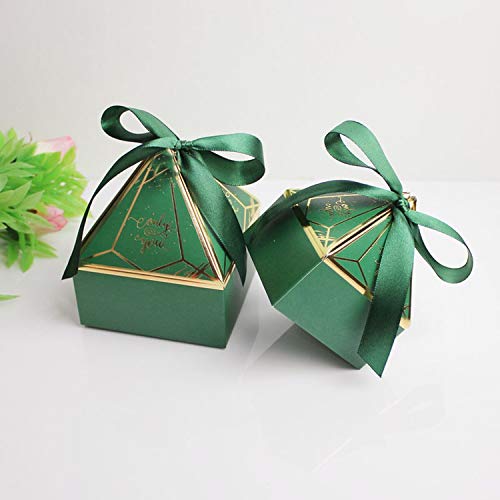 Caja de regalo de papel verde para bebé, ducha, cajas de caramelos, paquete para fiesta de cumpleaños, decoración de boda, niños, favores de embalaje/envase Green-S 7 x 7 x 4 cm, 20 unidades