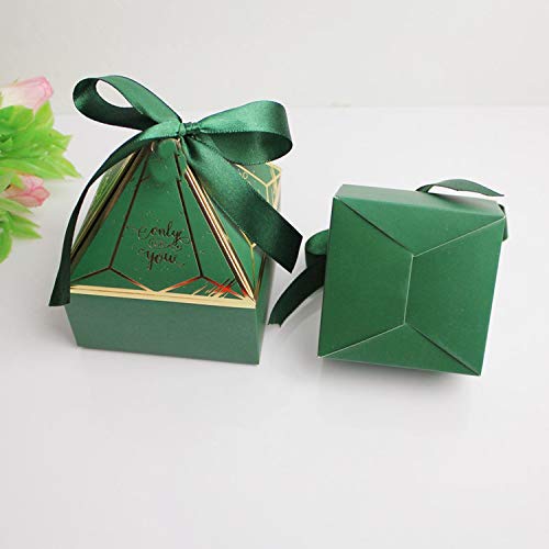 Caja de regalo de papel verde para bebé, ducha, cajas de caramelos, paquete para fiesta de cumpleaños, decoración de boda, niños, favores de embalaje/envase Green-S 7 x 7 x 4 cm, 20 unidades