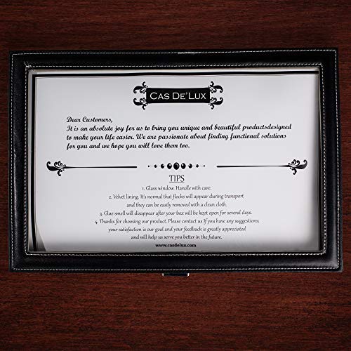 Caja/joyero organizadora de relojes y joyas con tapa de cristal enmarcada, costuras en contraste unisex