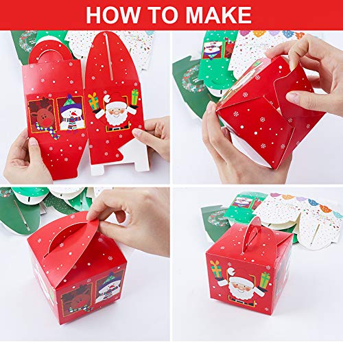 Cajas de Dulces Navideños 32 Piezas Cajas de Dulces Navideñas Cajas Presentes Cajas de Regalo de Favor de Fiesta de Bricolaje para Dulces de Cupcake de Navidad Bolsa de Favor de Fiesta de Niños