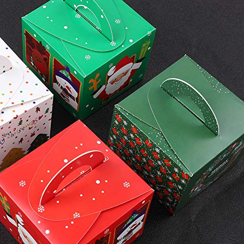 Cajas de Dulces Navideños 32 Piezas Cajas de Dulces Navideñas Cajas Presentes Cajas de Regalo de Favor de Fiesta de Bricolaje para Dulces de Cupcake de Navidad Bolsa de Favor de Fiesta de Niños