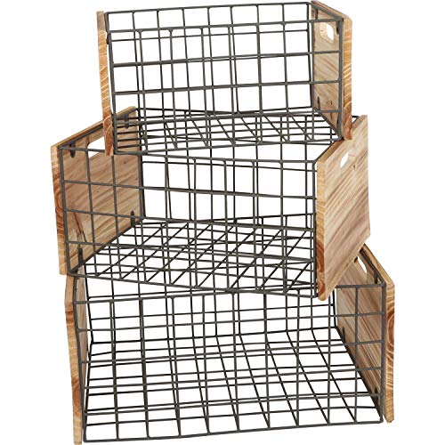 Cajas de madera con rejillas, juego de 3 en estilo industrial, para decoración y almacenamiento, varios tamaños, uso universal.