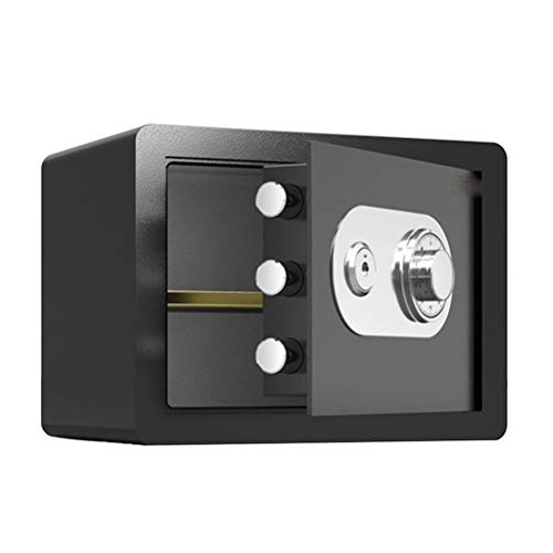 Cajas fuerte-SYY Cajas Fuertes Mecánicas, Cabina De Seguridad De Acero Bancaria Hotel, Caja De Seguridad Y Custodia Del Hogar Pequeño, Negro, 25cm