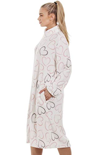 Camille White Supersoft Fleece Tumbona con Estampado de Corazones Rosa y Gris 38-40