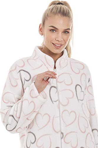 Camille White Supersoft Fleece Tumbona con Estampado de Corazones Rosa y Gris 38-40