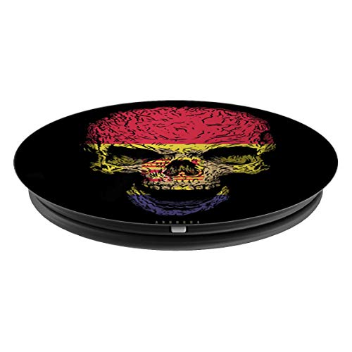 Camiseta Calavera con Bandera de Andorra Cráneo PopSockets Agarre y Soporte para Teléfonos y Tabletas