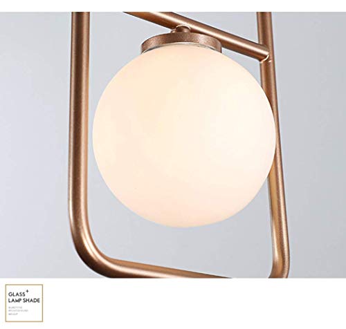 Candelabro colgante LED europeo, candelabro de tallo de habichuelas redondas de atmósfera, candelabro de comedor posmoderno, luz de techo de bola de vidrio de hierro forjado