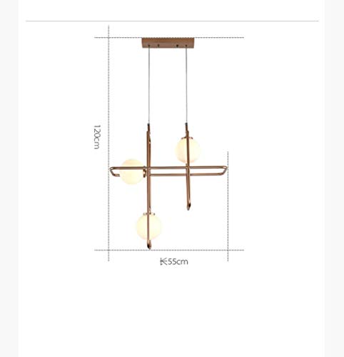 Candelabro colgante LED europeo, candelabro de tallo de habichuelas redondas de atmósfera, candelabro de comedor posmoderno, luz de techo de bola de vidrio de hierro forjado