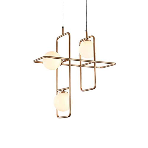 Candelabro colgante LED europeo, candelabro de tallo de habichuelas redondas de atmósfera, candelabro de comedor posmoderno, luz de techo de bola de vidrio de hierro forjado