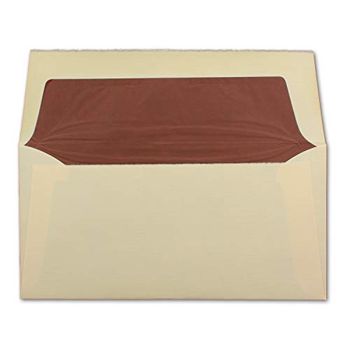 cantidades Descuento. DIN Largo Sobres plisadas, papel verjurado auténtica, 110 x 220 mm, marfil halbmatt, Original Zerkall Papel de Tina//Con Pequeño regalo., color beige DIN largo