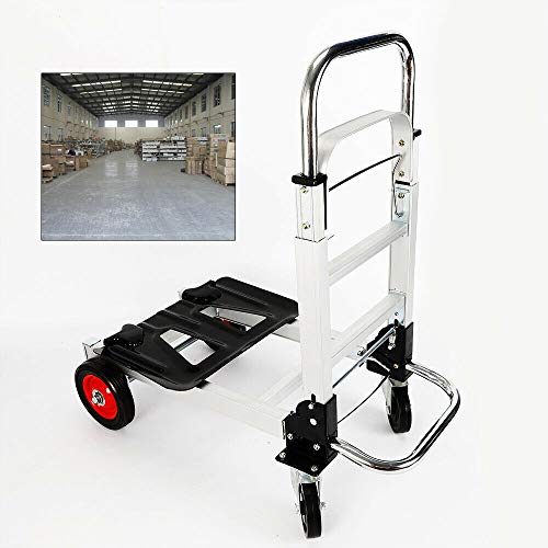 Carretilla plegable, carretilla de transporte plegable/carretilla de aluminio mini/carro de equipaje ligero/transporte de aluminio y carretilla de mano para mudanza o cajas de bebidas 2 en 1, 200 kg