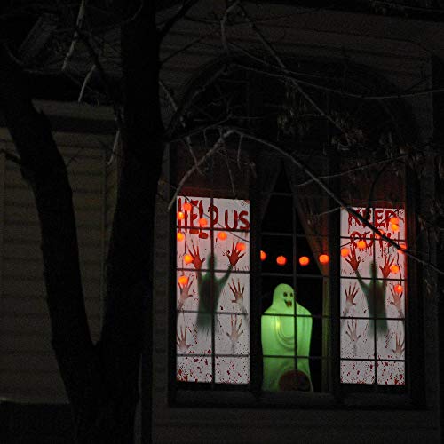 Carteles gigantes de Halloween con ventana sangrienta se aferra a la decoración del partido de la casa embrujada cubierta de la puerta espeluznante escuela dormitorio ventana decoración