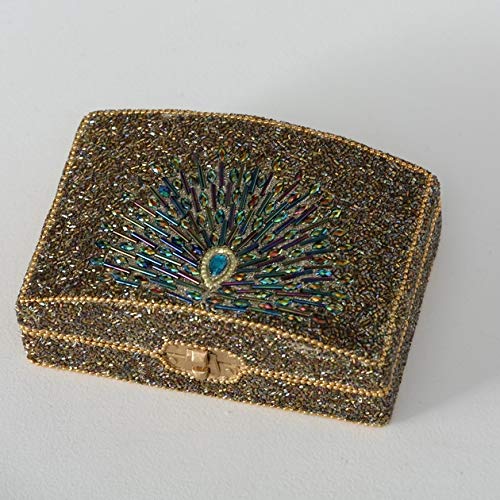 CasaJame Hogar Muebles Organización Accesorios Contenedores Juego de 2 Cajas Decorativas de Joyería Perlas Metal Vidrio 16x10x6cm