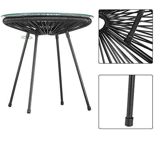 Casaria Mesa »Acapulco« diseño Retro Color Negro de Acero Redonda 45x44cm para balcón jardín Patio Interior Exterior